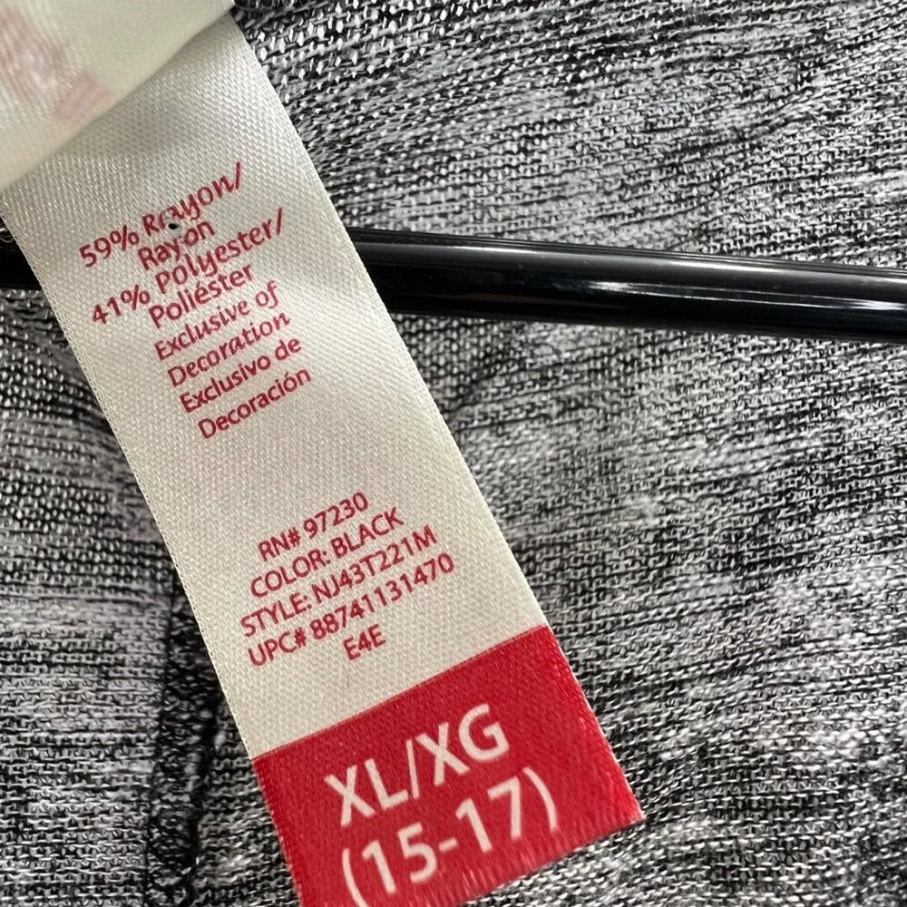 No Boundaries Knit Skull Top Shirt XL 15-17 Black Loose Oversized Embroidered - Picture 7 of 7